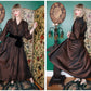 1940s Diana Dean Copper and Black Silk Taffeta Dressing Gown - Med