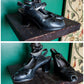 1940s Black Leather Open Toe Heels 