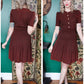 1940s Walnut Rayon Crepe Dress - Small