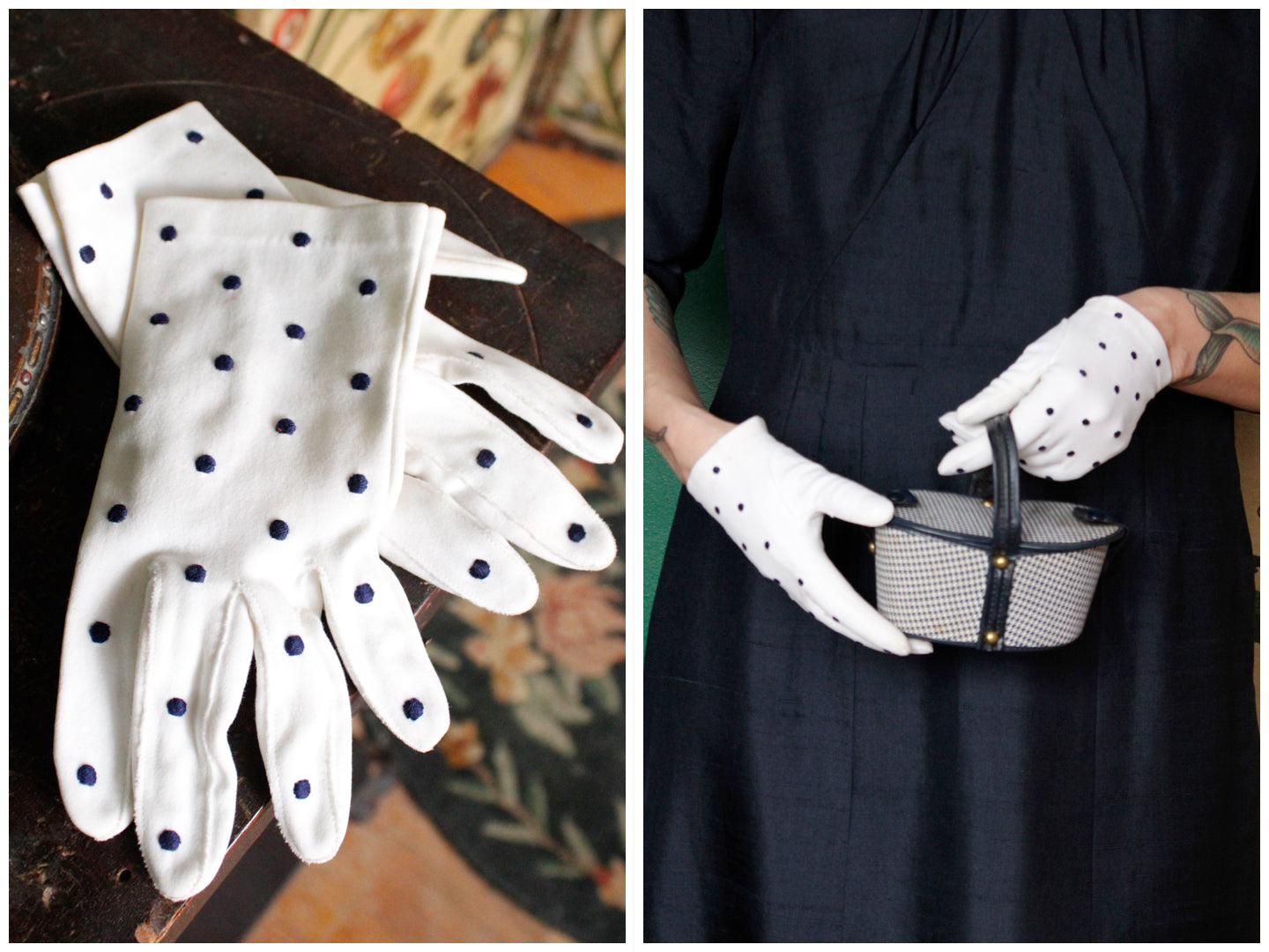 1950s Polka Dot Gloves & Mini Purse