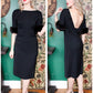 1950s Low back Black Dress with Fur Cuffs - Medium