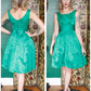1950s Green Rose Flocked Taffeta Party Dress 