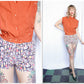 1950s Midcentury Print Cotton Shorts - 25 waist