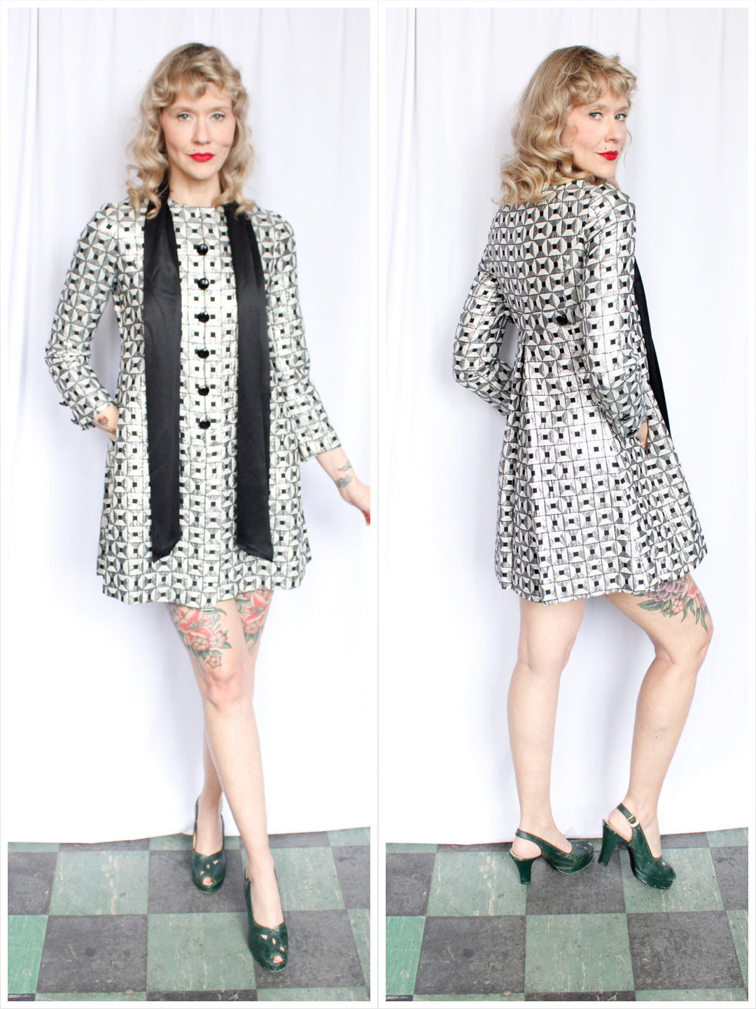 1960s Space Diamond Mini Dress - Xs/S