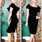 1960s Topaz Black Velvet Cocktail Dress