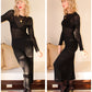 1990s TAHARI Black Knit Dress - S/M