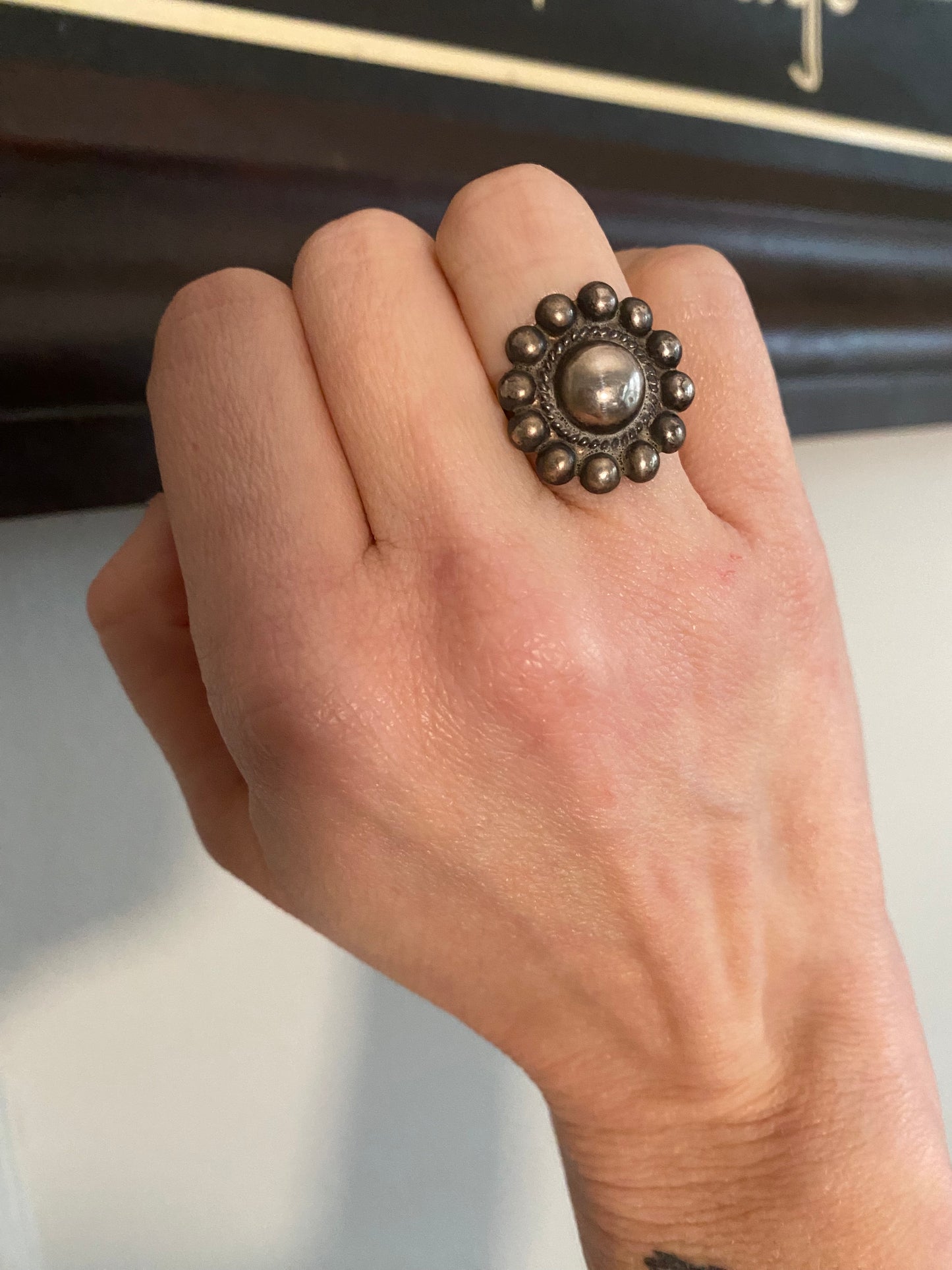 1940s Mexican Floral Silver Ring