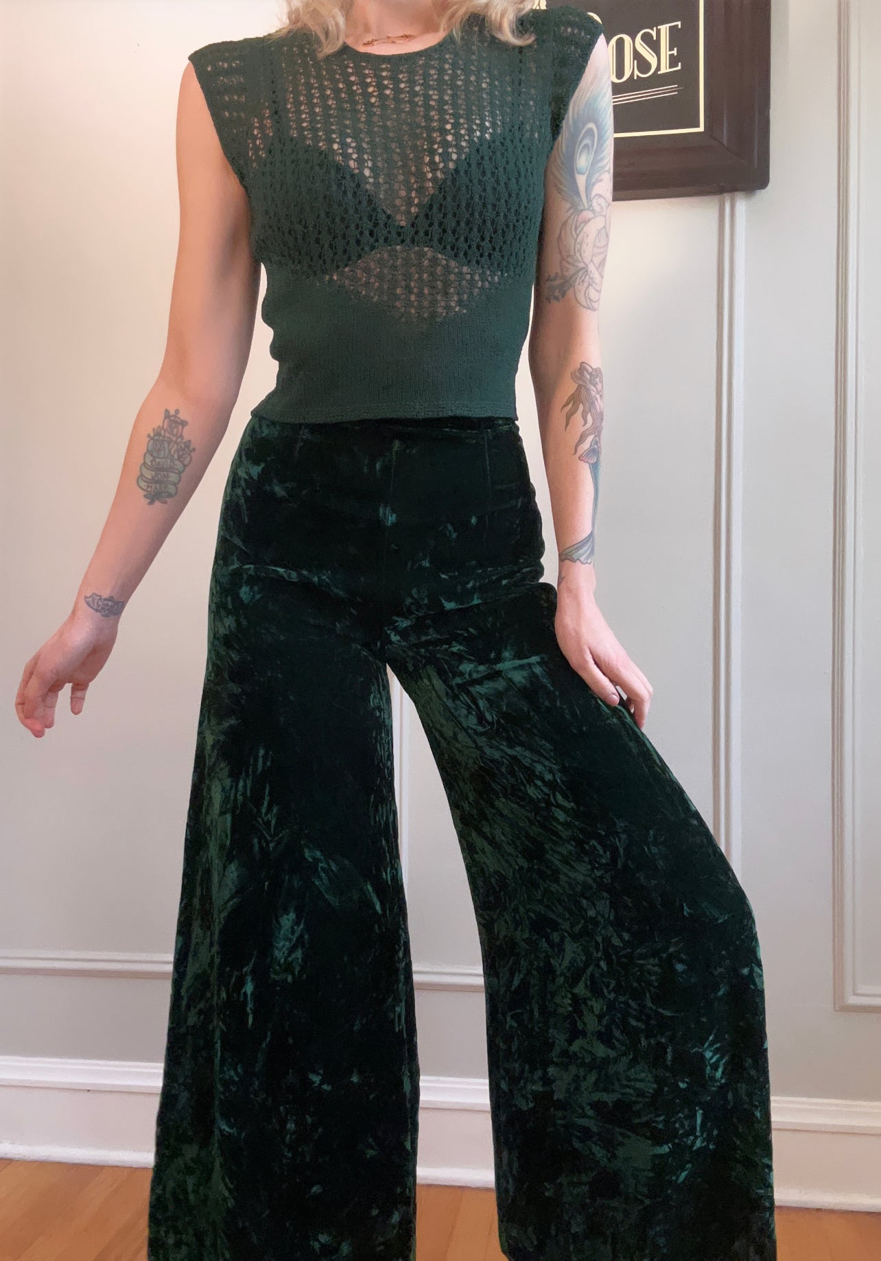 1930s Rayon Green Knit Top - S/M