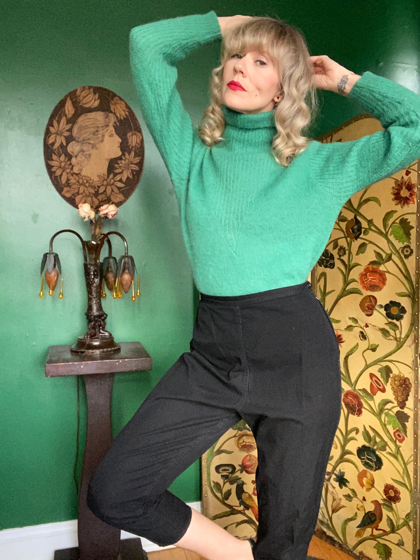 1960s Green Mohair Pullover Sweater