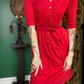 1950s Red Wool Day Dress 