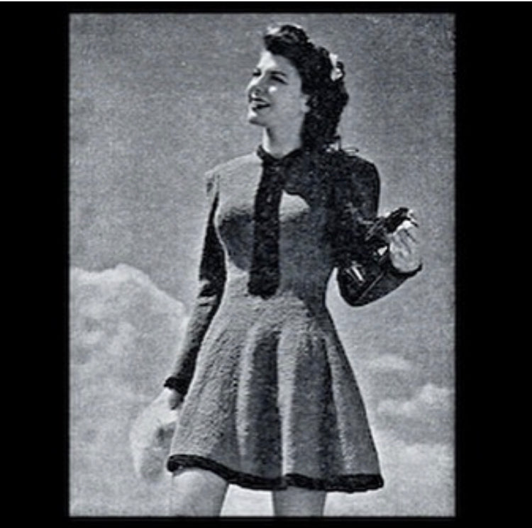 1940s RARE Hand Knit Ice Skating Dress 