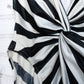 1980s RARE Plunging Neckline Black & White Stripe Petticord Bathing Suit - S/M