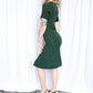 1930s Dark Green Rayon Dress - Small