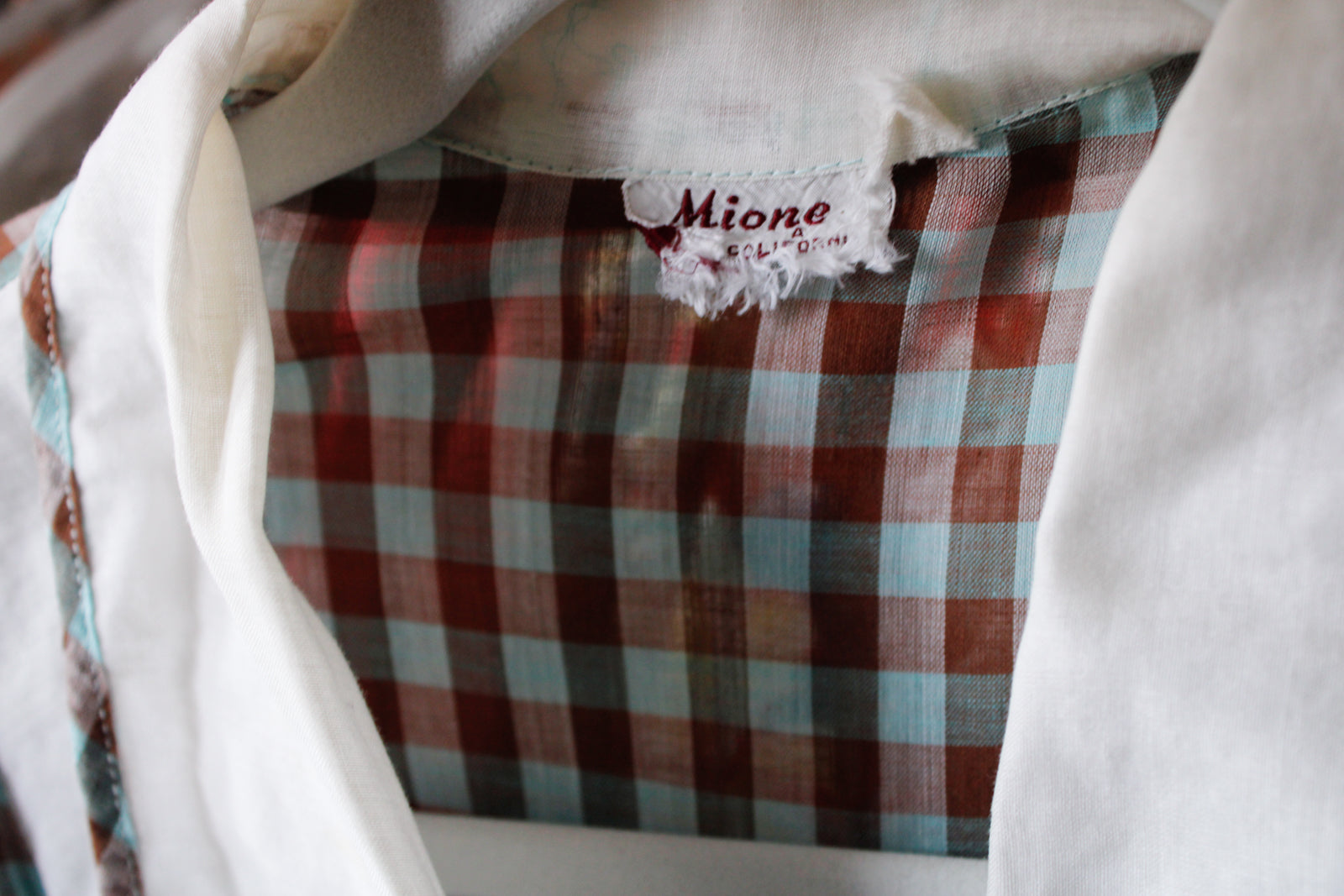 1940s Mione Plaid Cotton Day Dress - Medium