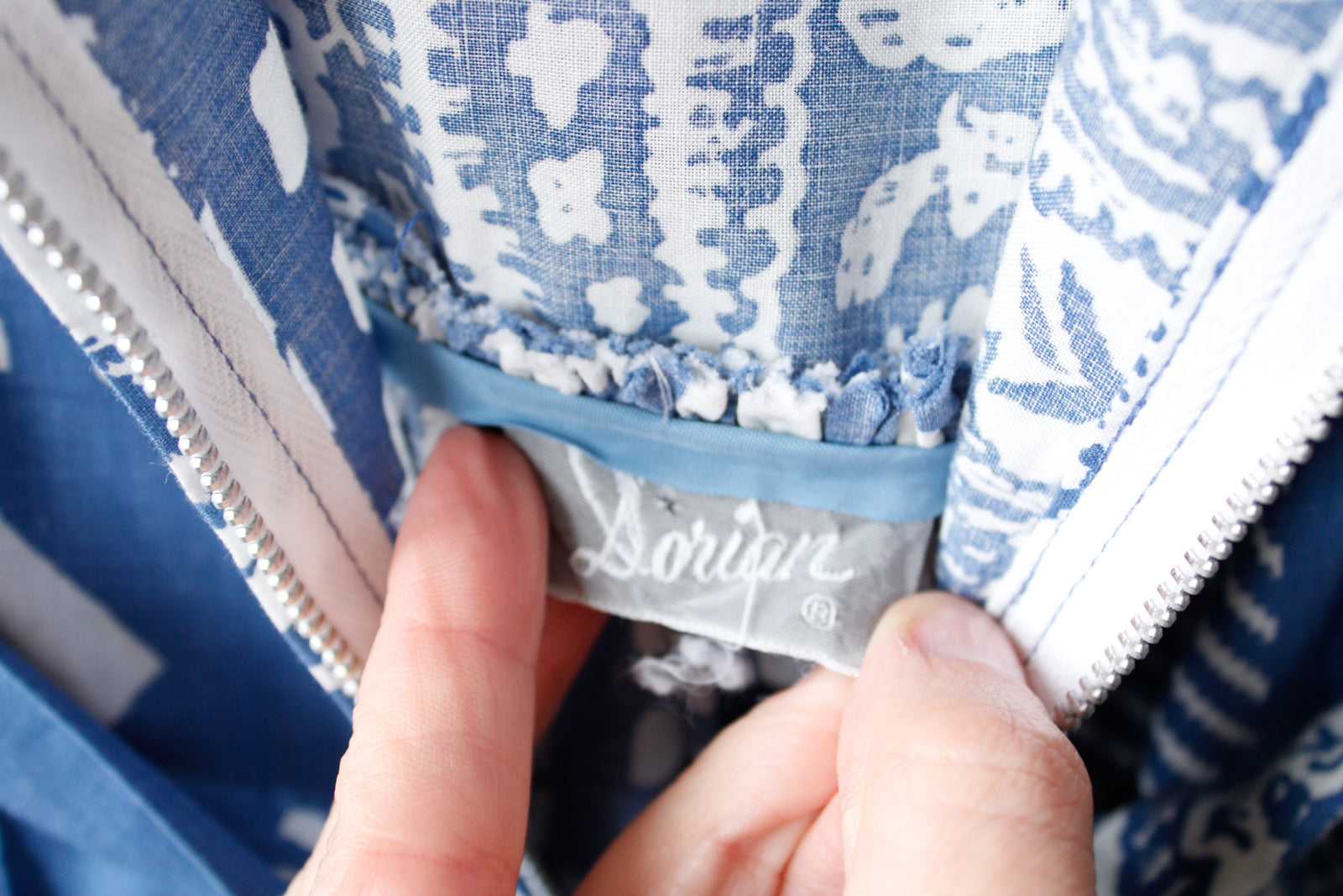 1950s Blue & White Dorian Cotton Dress - Small