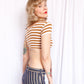 1990s Striped Collage Crop Top - Small 