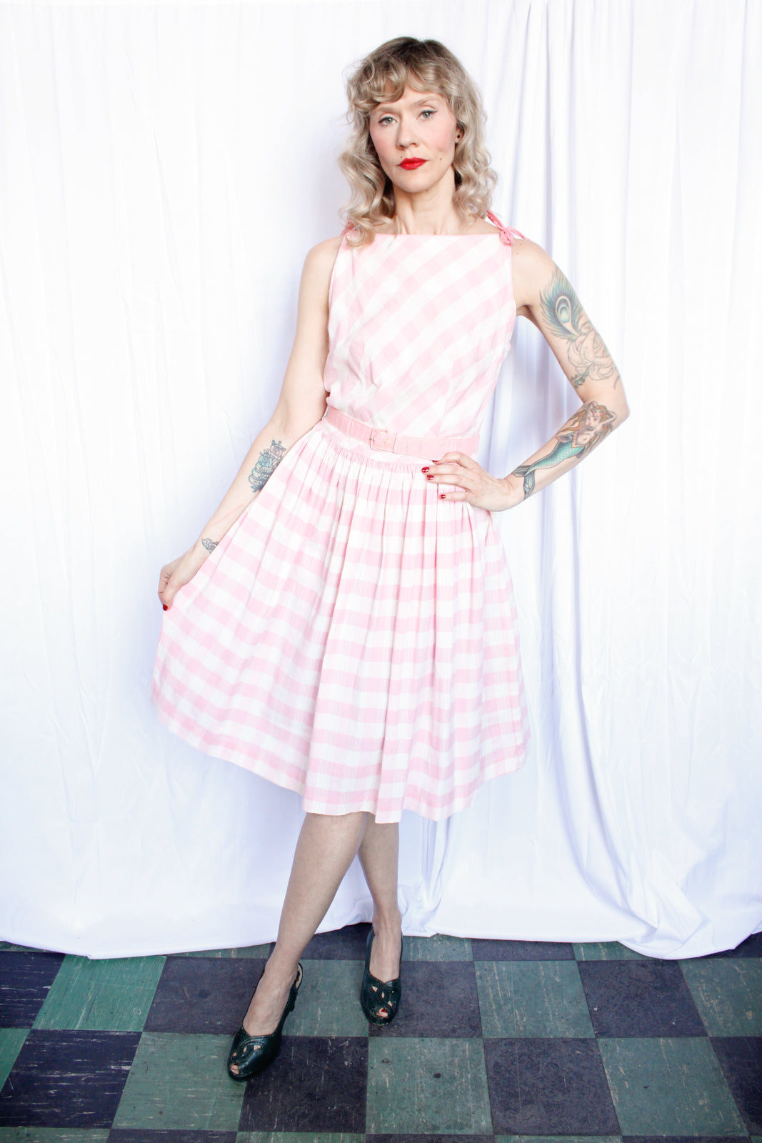 1950s Barbie Plaid & Pink Day Dress - Medium