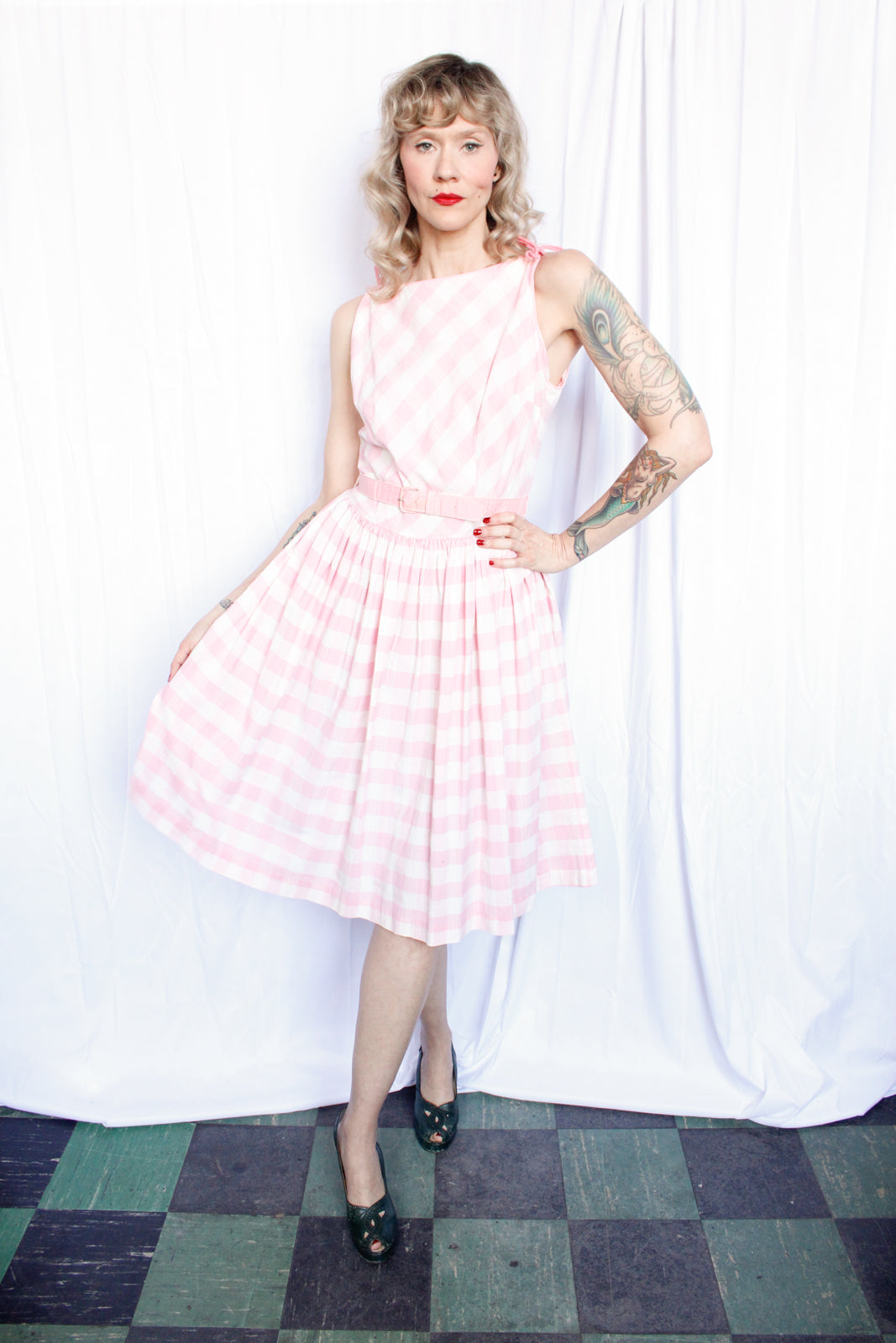 1950s Barbie Plaid & Pink Day Dress - Medium