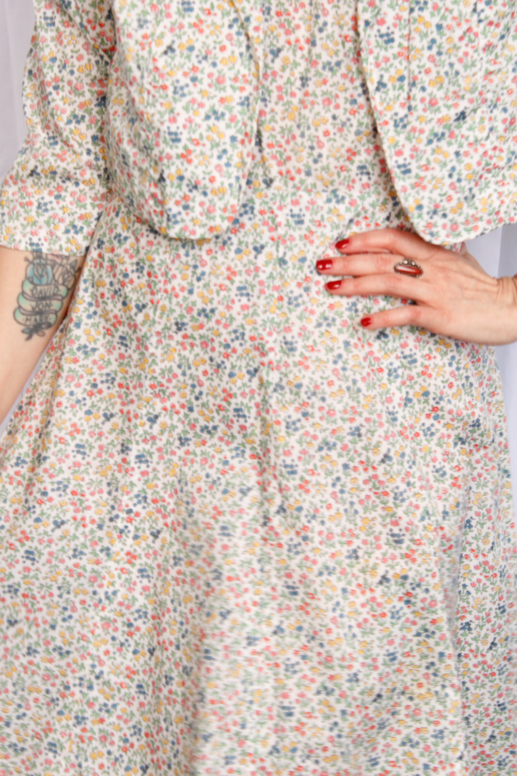 1950s Liberty of London Cotton Dress & Bolero - Medium