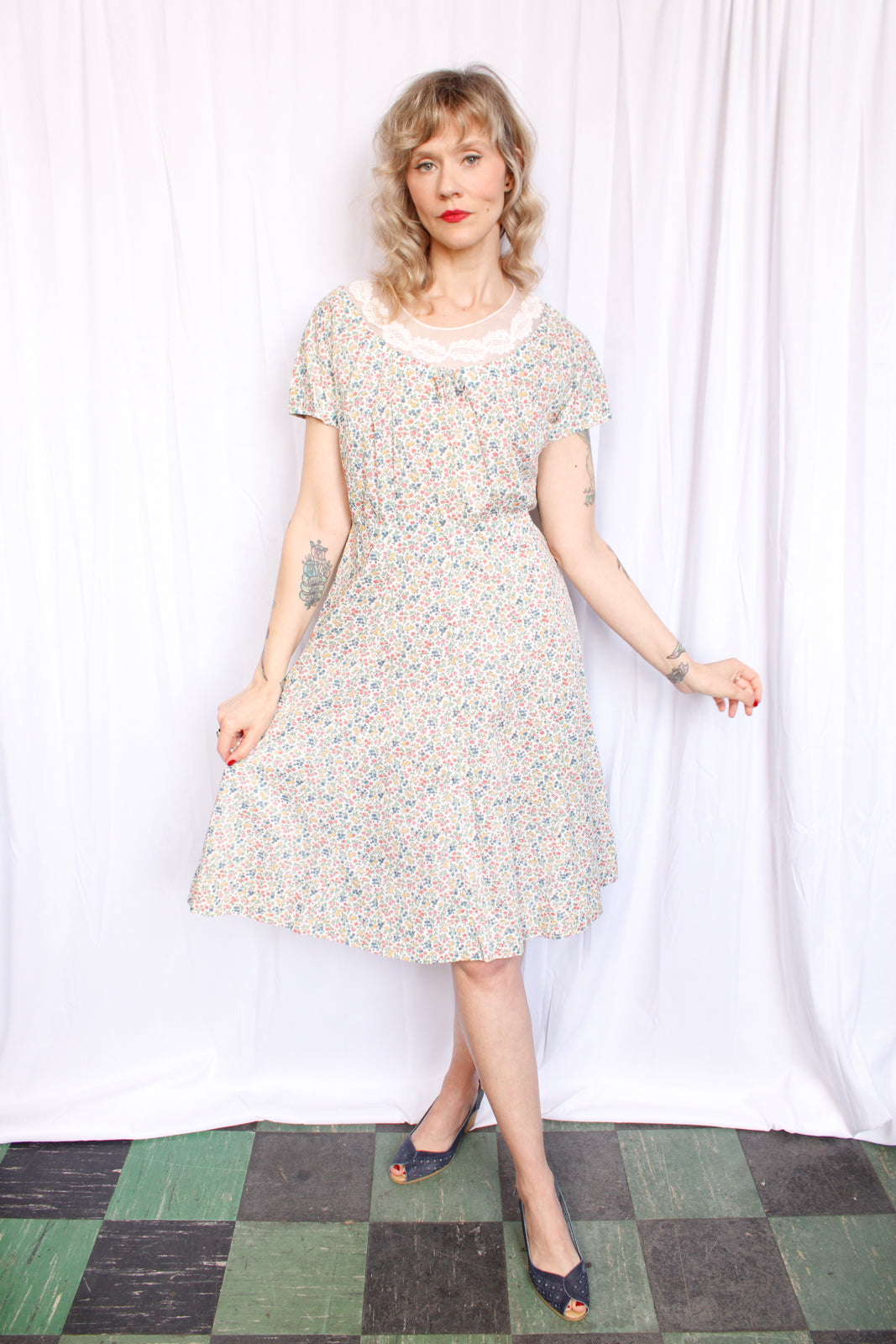 1950s Liberty of London Cotton Dress & Bolero - Medium
