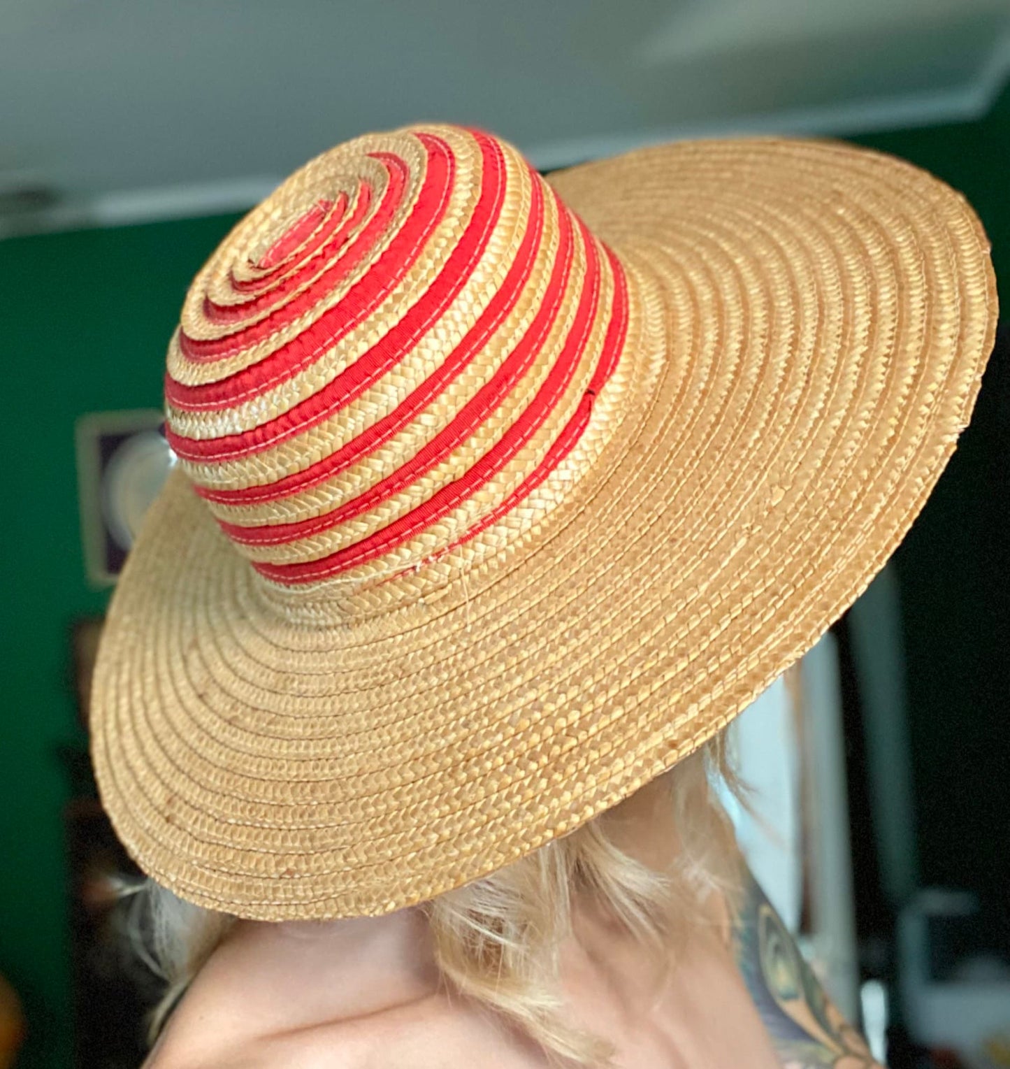 1940s Summer Woven Cartwheel Hat