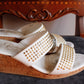 1980s Italian White Leather & Gold Studded Wedges