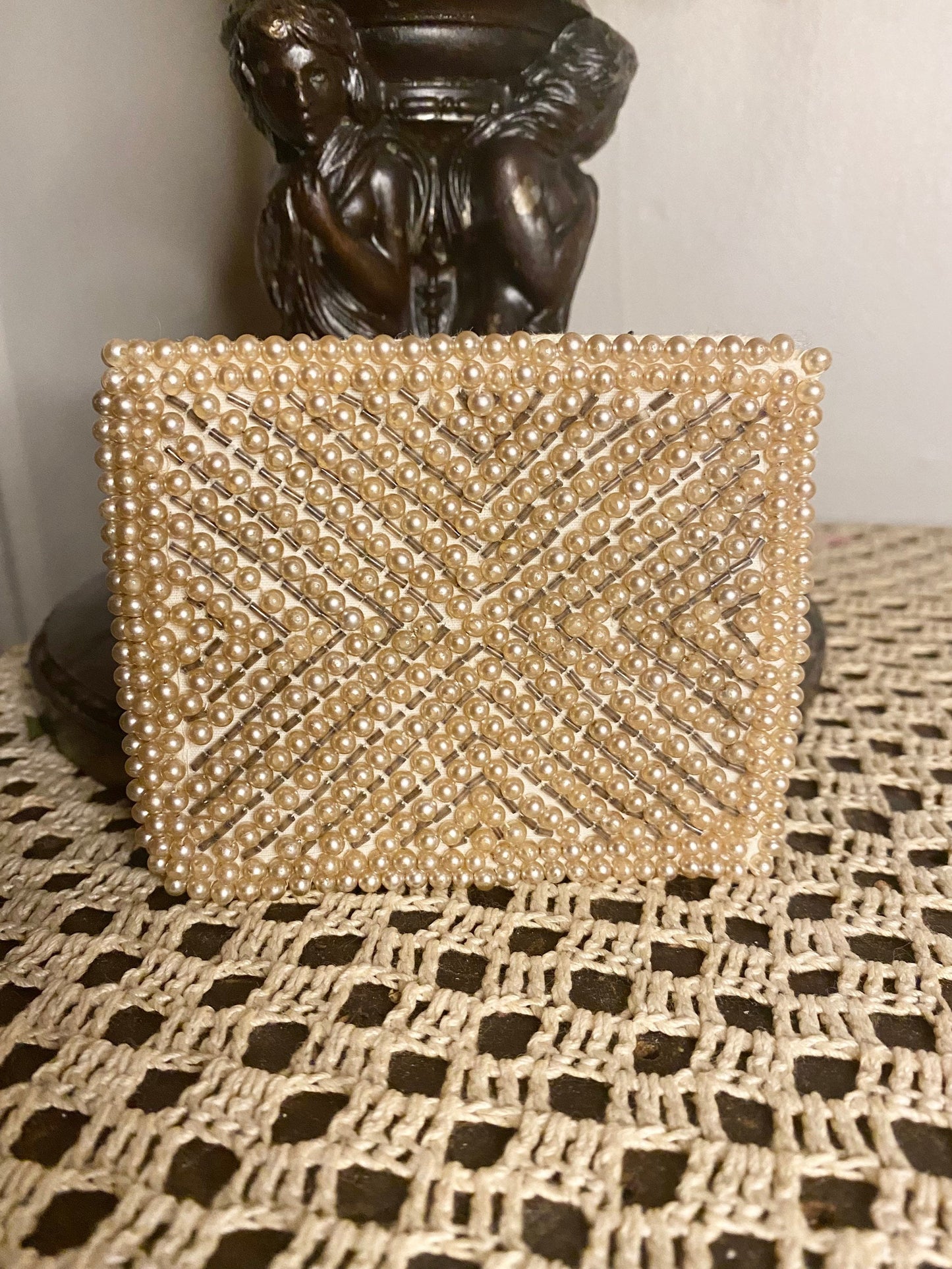 1940s Pearl Beaded Two Fold Wallet