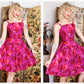 Late 1950s Bold Berry Rose Taffeta Dress