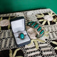 1940s Green Gem + Mexican Silver Cuff & Ring Set