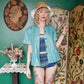 1950s Maternity Turquoise & Gold Blouse