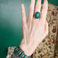 1940s Green Gem + Mexican Silver Cuff & Ring Set