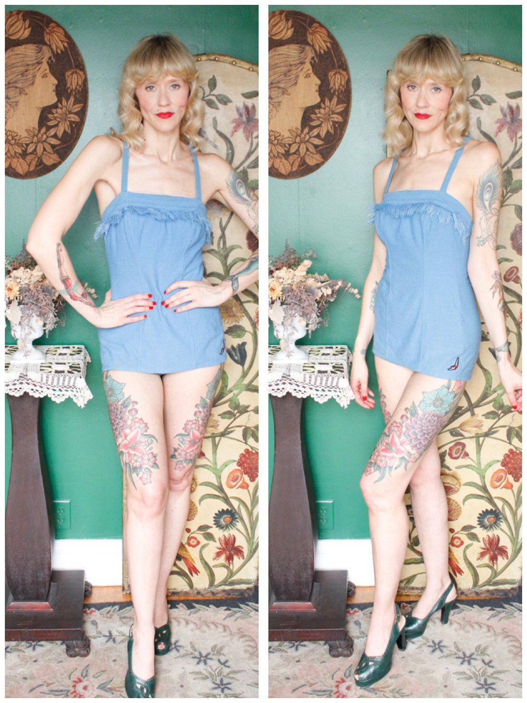 Late 50s Jantzen Blue Diver Swimsuit