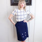 1940s Square Print Rayon Blouse - M/L