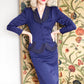 1940s Hudson Bay Wool & Soutache Beaded Royal Suit - XS