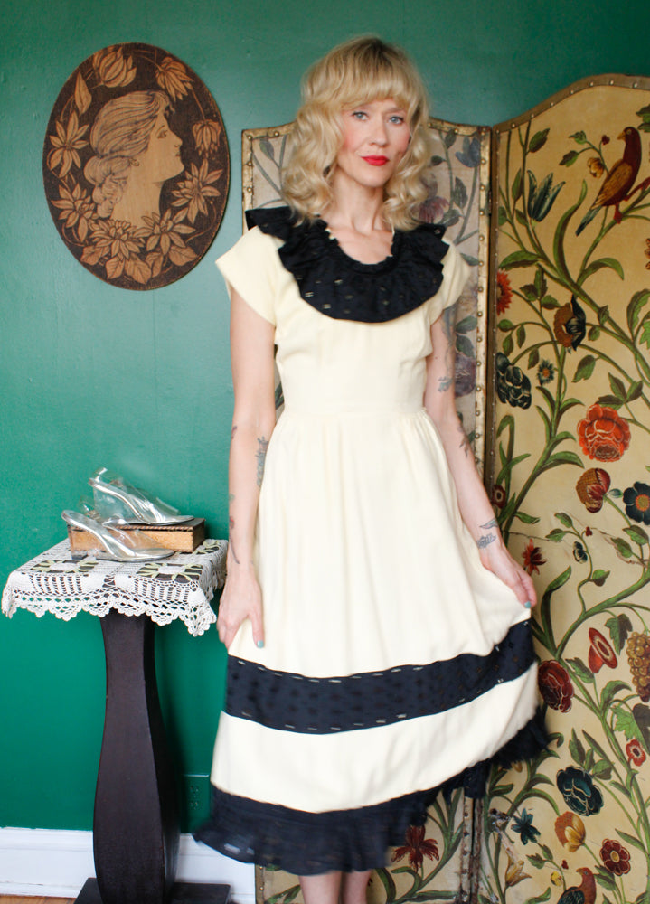 1940s Afternoon Sun Cotton Dress - Small