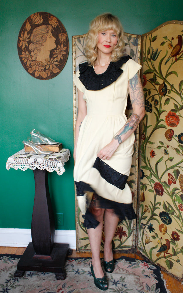 1940s Afternoon Sun Cotton Dress - Small