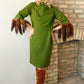 1960s Green Wool and Mink Dress