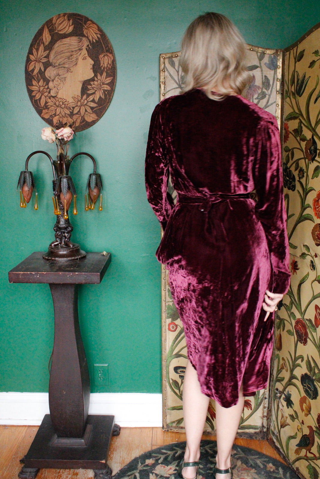 1930s Plum Velvet Dress