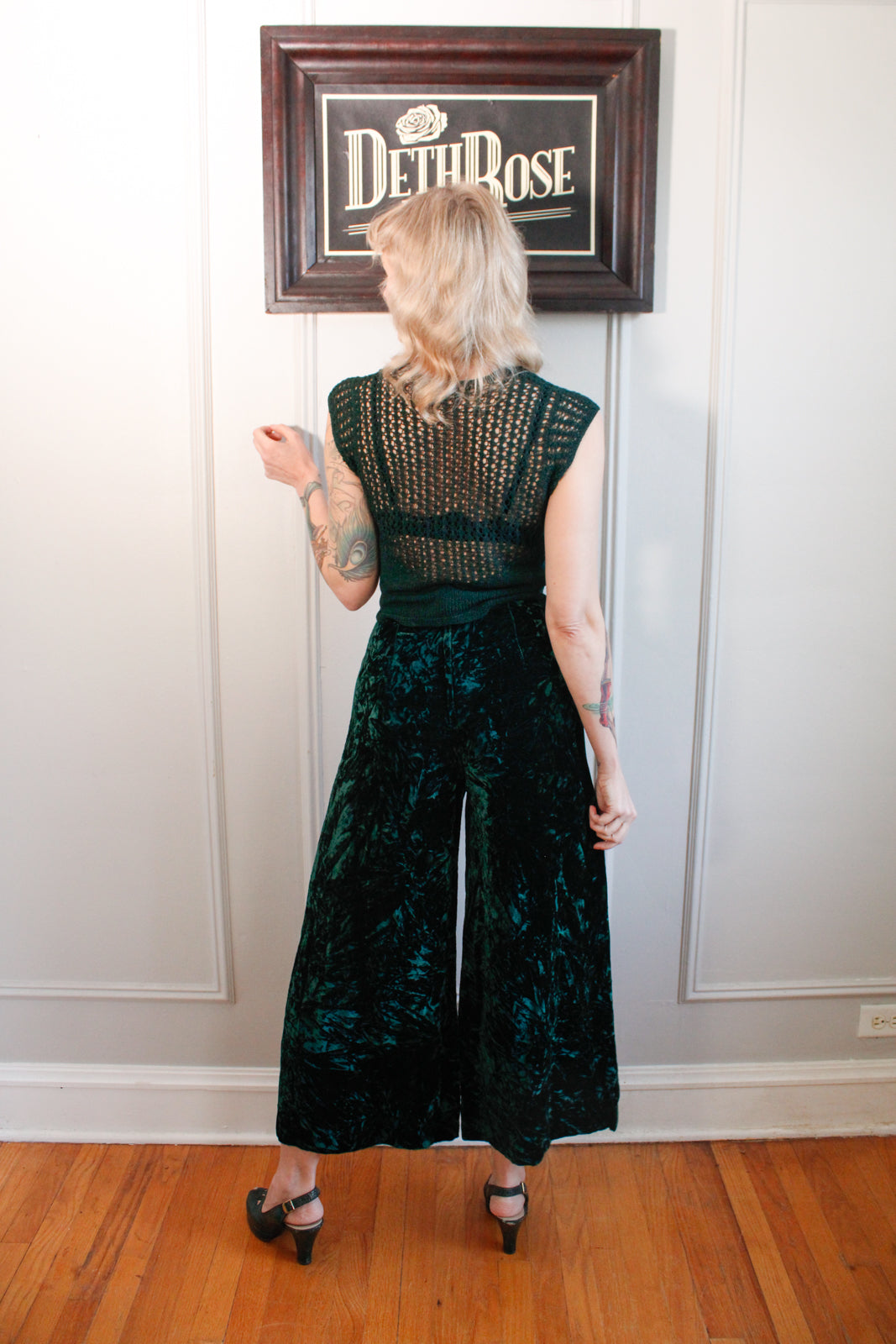 1930s Rayon Green Knit Top - S/M
