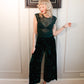 1960s Alex Coleman Crushed Velvet Emerald Wide Leg Pants - Xsmall