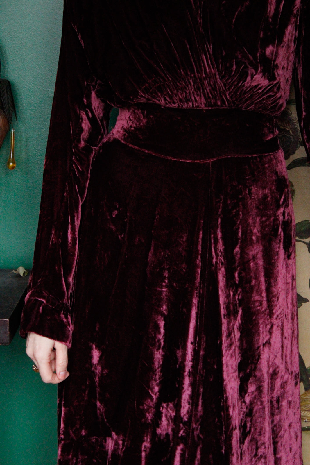 1930s Plum Velvet Dress
