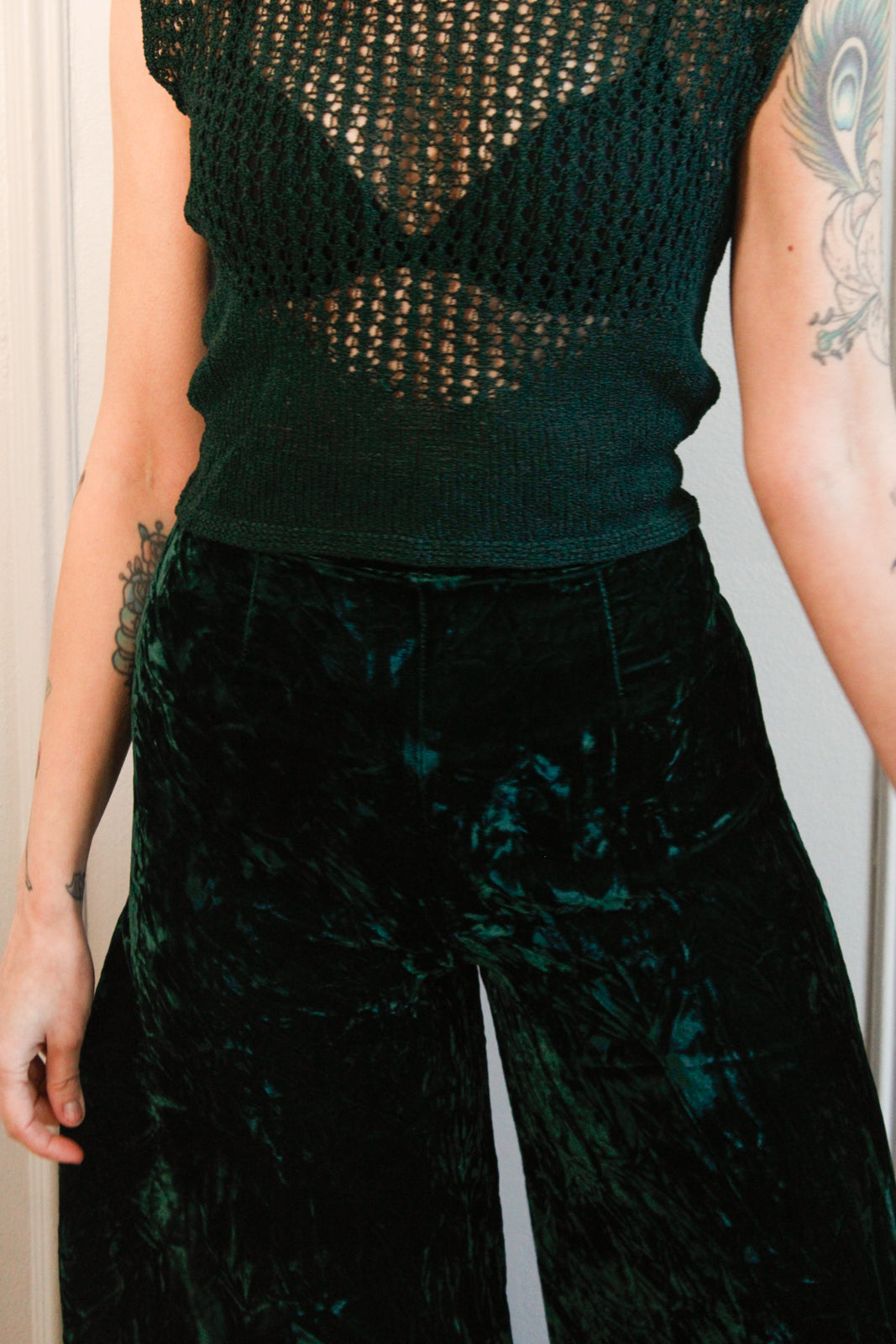 1930s Rayon Green Knit Top - S/M