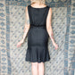 1950s Bombshell Black Silk Wiggle Dress - Xsmall