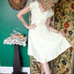 1950s Yellow Cream Pique Dress