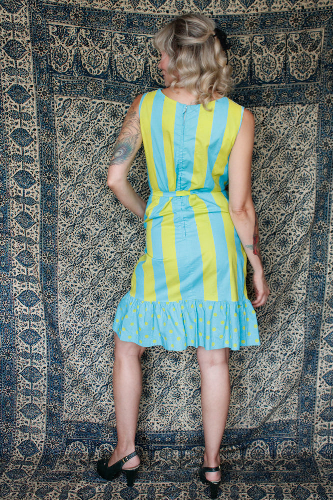 1960s Teal & Chartreuse Beach Dress