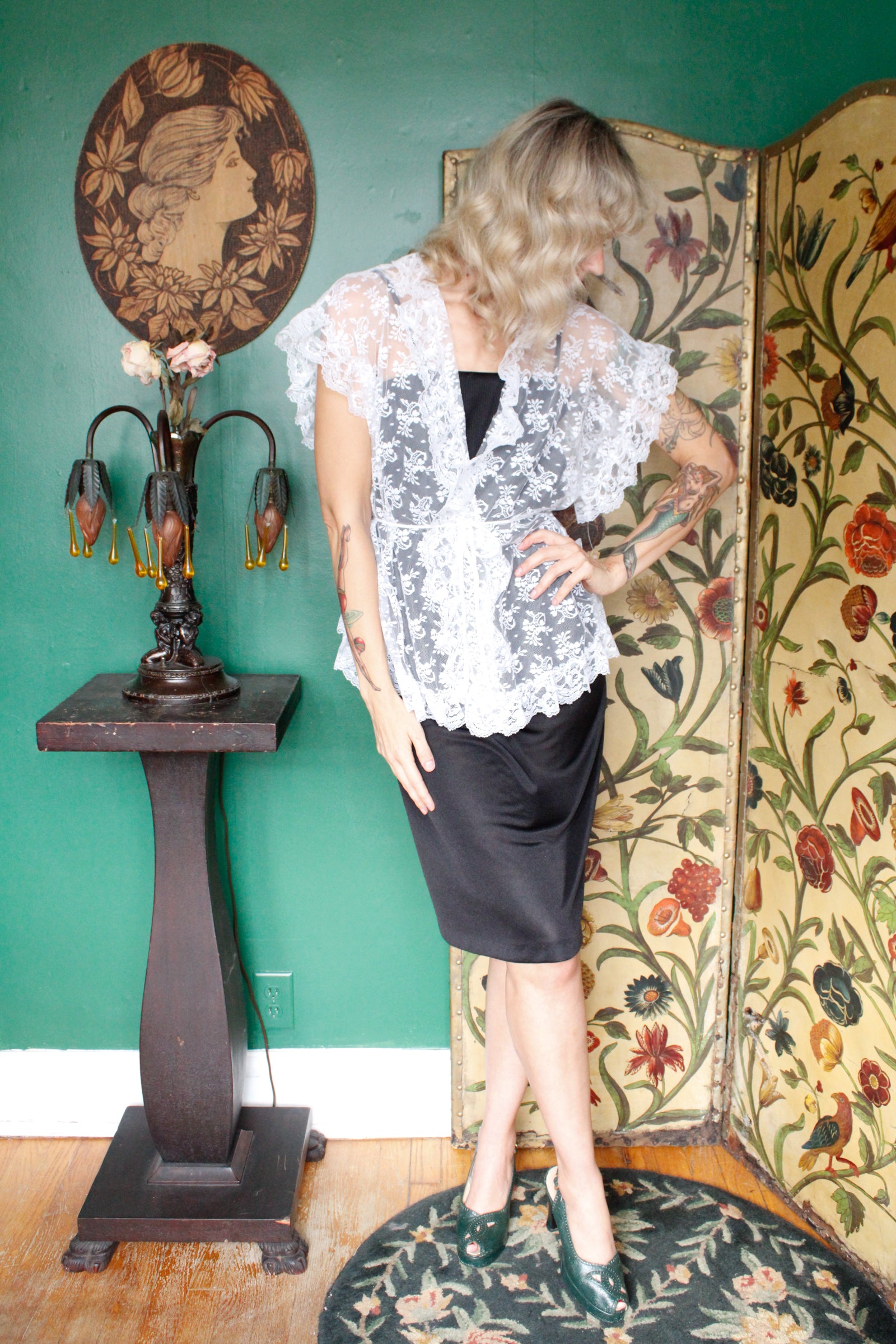 1980s Fredrick's of Hollywood Lace Tunic 