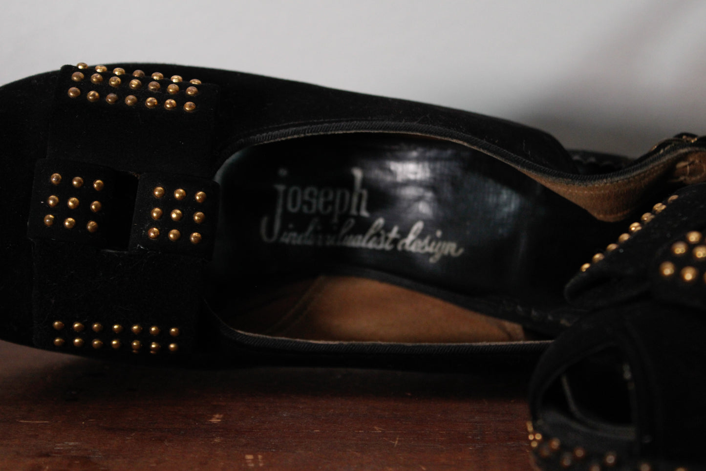 v1940s Studded Joseph Brushed Leather Platform Heels - 6.5/7