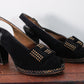 1940s Studded Joseph Brushed Leather Platform Heels - 6.5/7