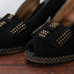 1940s Studded Joseph Brushed Leather Platform Heels - 6.5/7