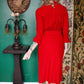 1950s Red Vixen Wool Sheath Dress 